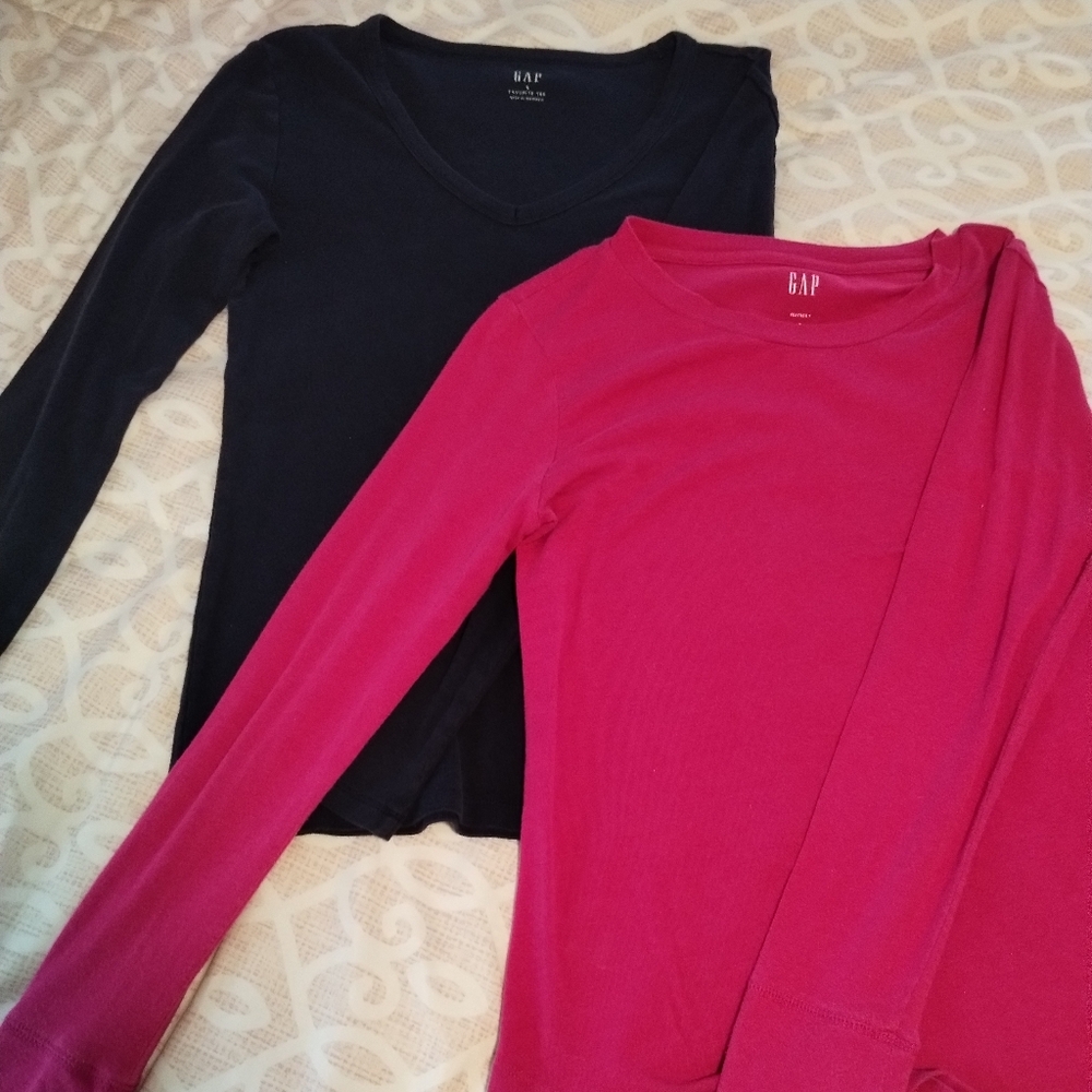 GAP Navy and Fuscia Long Sleeve Shirts